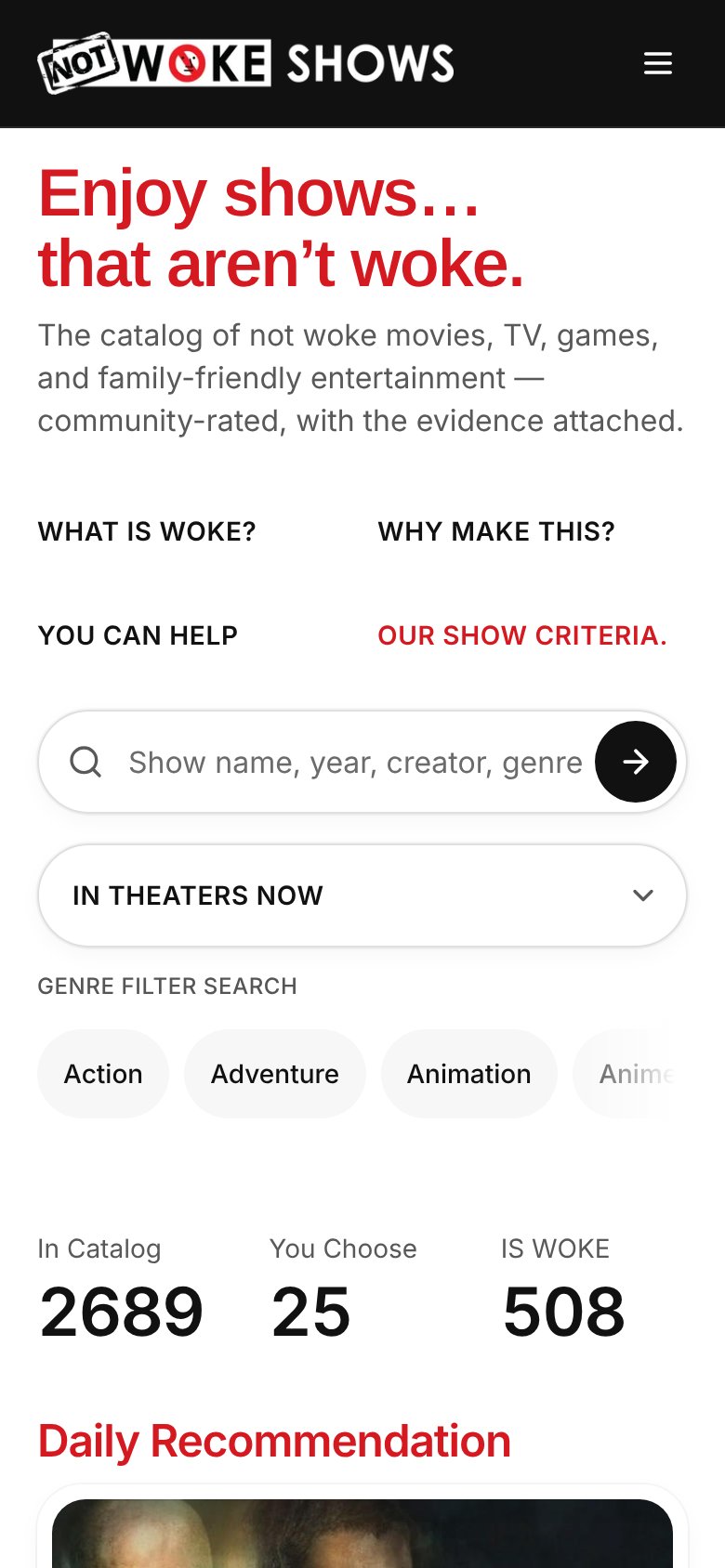 NOT WOKE SHOWS on a phone